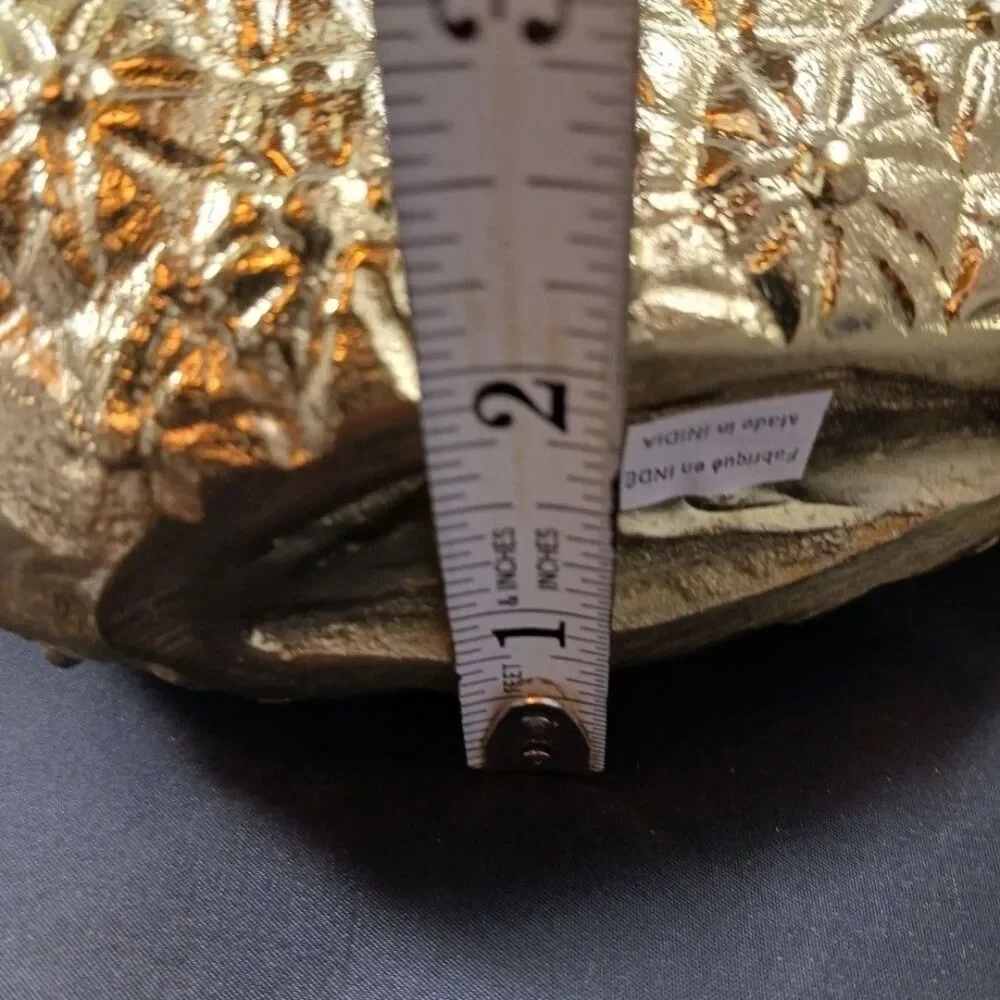 2 Artisan Pineapple Gold Color Metal Vase